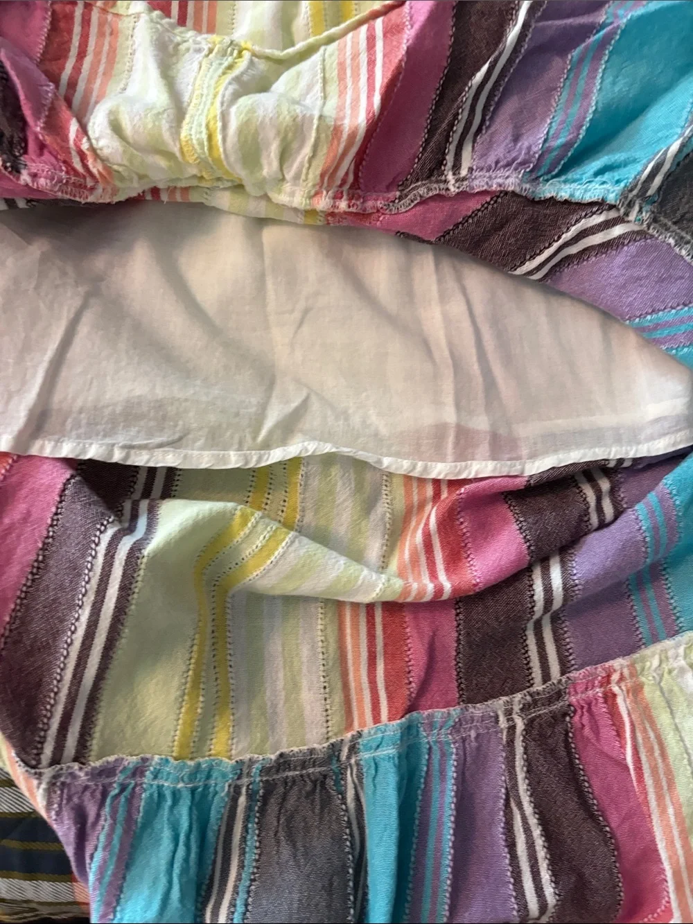 Blue Rain Multicolor Striped High-Low Ruffle Skirt
